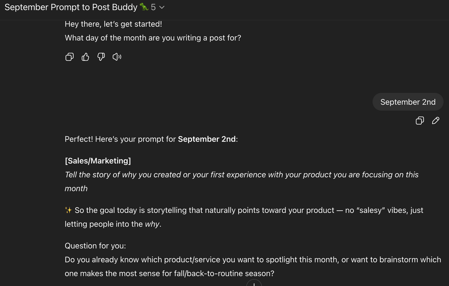 September Content Prompts + September Prompt to Post Buddy GPT